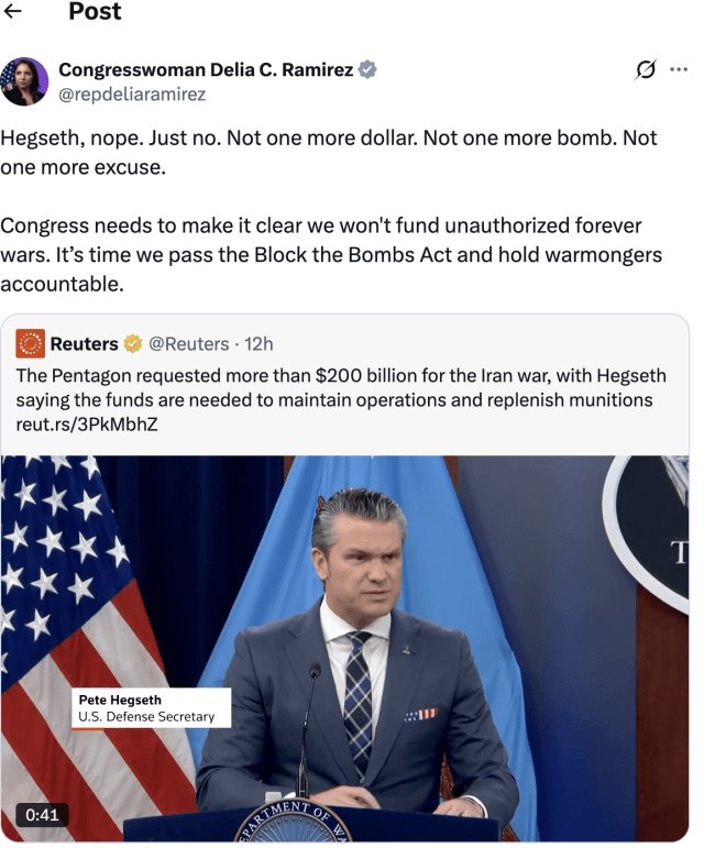 ‘Not Another Penny for Another Endless War,’ Ilhan Omar Says as Trump Seeks $200 Billion