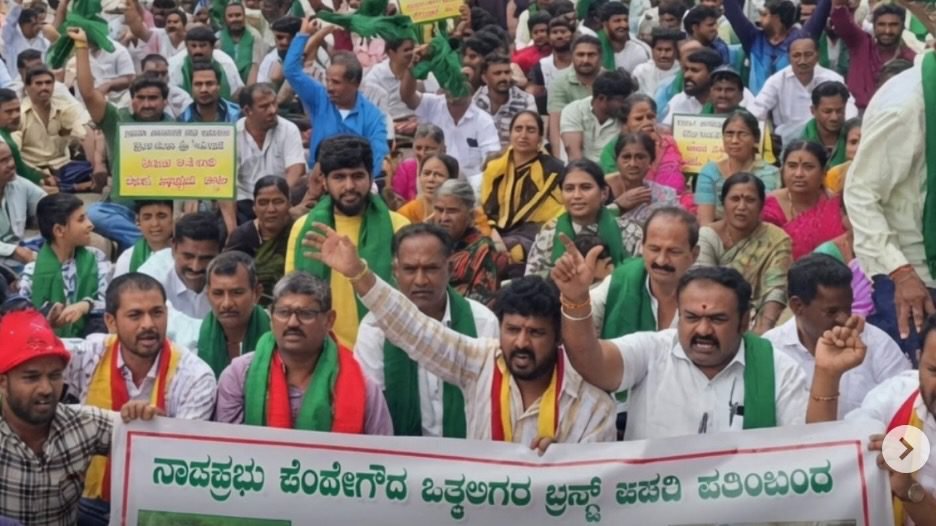 Broom-wielding women farmers foil land survey as resistance to Bangalore expansion intensifies