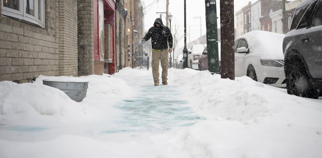 Oversalting your sidewalk or driveway harms local streams and potentially even your drinking water – 3 tips to deice responsibly