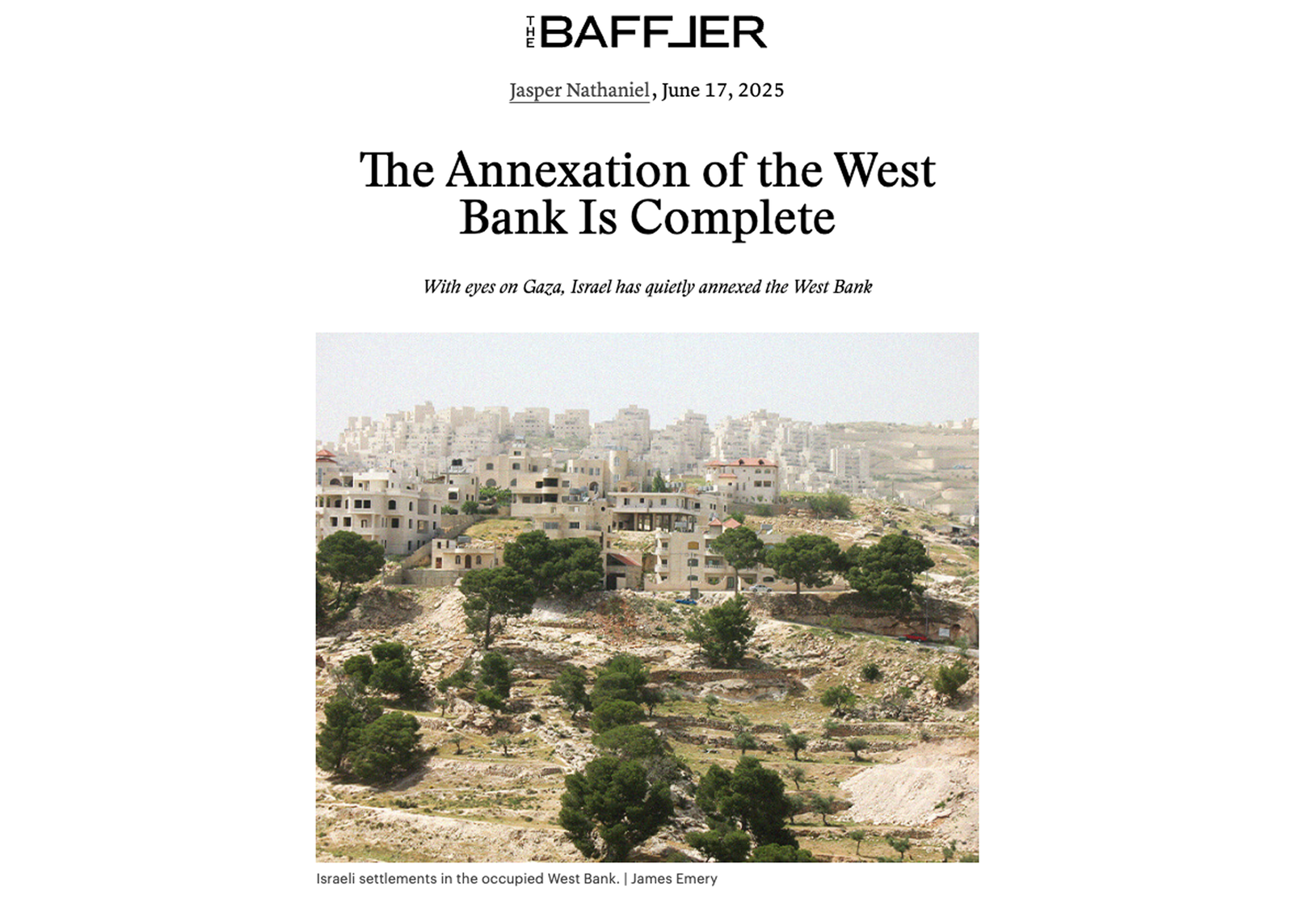 The Annexation of the West Bank Is Complete