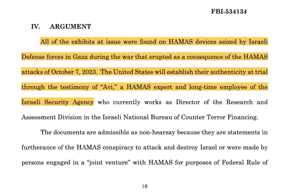 US DOJ Relying On Anonymous Israeli Intel Agent To Convict US Resident Of Oct 7 Participation