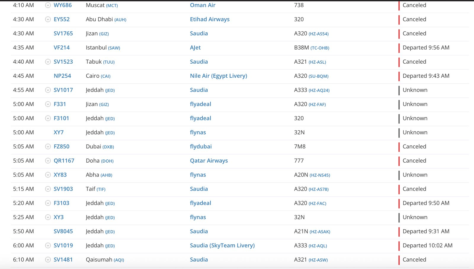 Airline disruptions hit Saudi as conflict enters second week