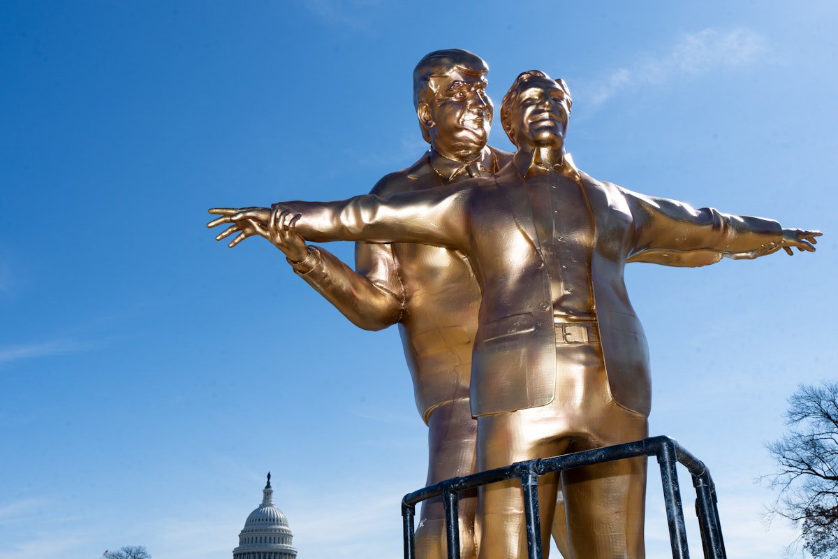 New Trump-Epstein Statue Appears in D.C. as DOJ Hides Key Files